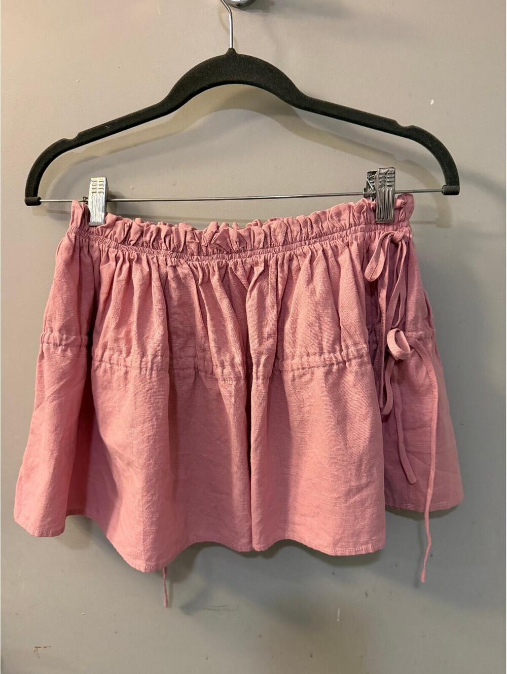 CIDER Pink Ruffle Waist Drawstring Mini Skirt XS Cotton Blend Y2K - Picture 3 of 5